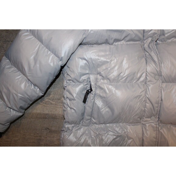 QUINCE Responsible Down Quilted Puffer Hooded Long Jacket FEATHER GRAY SZ L NWT - Picture 8 of 10